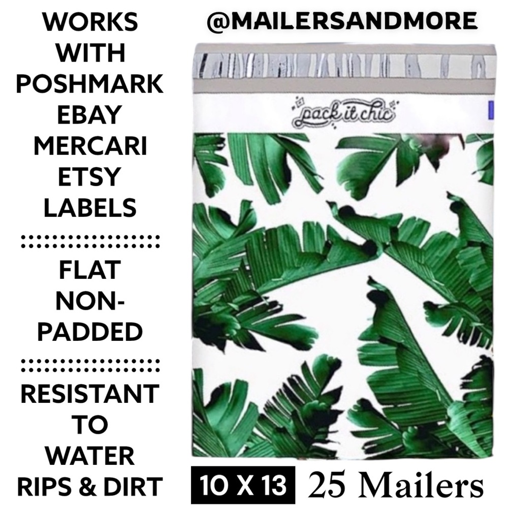 25 10X13 Poly Mailers Banana Leaves Flat Mailers PRICE IS FIRM - Picture 2 of 7